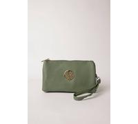 Blue Vanilla Detailed Zip Up Purse With Detachable Strap In Khaki Khaki One Size