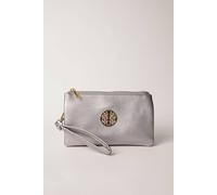 Blue Vanilla Women's Detailed Zip Up Purse With Detachable Strap in Silver Blue Vanilla Silver One Size