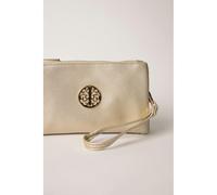 Blue Vanilla Detailed Zip Up Purse With Detachable Strap - One Size - Gold