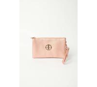 Blue Vanilla Detailed Zip Up Purse With Detachable Strap - One Size - Rose Gold