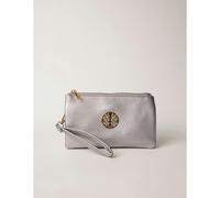 Blue Vanilla Women's Detailed Zip Up Purse With Detachable Strap in Silver Blue Vanilla Silver One Size