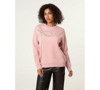 Blue Vanilla Diamante And Pearl Bow Knit Jumper - M-L - Pink
