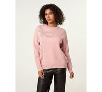 Blue Vanilla Diamante And Pearl Bow Knit Jumper - M-L - Pink