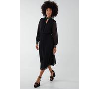 Blue Vanilla Women's Diamante Collar Pleated Skirt Midi Dress in Black | Size: 8
