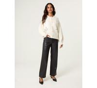 Blue Vanilla Ivory Diamante Sequin Brochure Button Front Cardigan Ivory