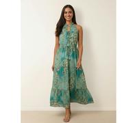 Blue Vanilla Diamante Tiered Tie Front Dress - S-M - Aqua