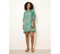 Blue Vanilla Women's Aqua Diamante Tunic Dress With Puff Sleeve | Size: Medium/Large Blue Vanilla Aqua M/L