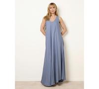 Blue Vanilla Diamante V Neck Dress - S-M - Denim Blue