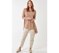Blue Vanilla Dipped Hem Sheer Back Tunic In Taupe Taupe