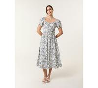 Blue Vanilla Ditsy Floral Puff Sleeve Dress - L - Multicoloured