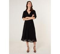 Blue Vanilla Double Angel Sleeve Lace Midi Dress - L - Black