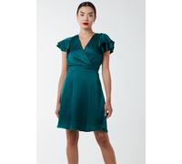 Blue Vanilla Double Angel Sleeve Wrap Dress In Green Green 8