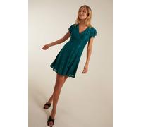 Blue Vanilla Double Frill Wrap Dress In Teal Teal