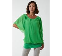 Blue Vanilla Double Layer Sheer Detail Blouse In Green Green S/M