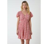 Blue Vanilla Double Ruffle Empire Shirred Mini Dress Red 10