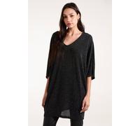Blue Vanilla Double V Metallic Tunic In Metallic Silver Metallic Silver One Size