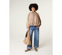 Blue Vanilla Drape Puffball Zipper Jacket - One Size - Light Brown