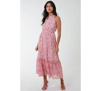 Blue Vanilla Drawstring Halter Neck Dress In Ivory Ivory 14