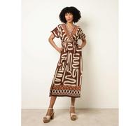 Blue Vanilla Dress With Abstract Print - M-L - Brown