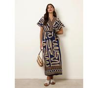 Blue Vanilla Dress With Abstract Print - M-L - Navy