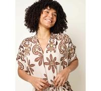 Blue Vanilla Dress With Bold Floral Print - One Size - Brown