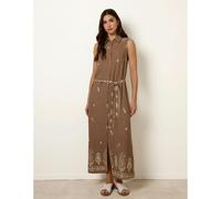 Blue Vanilla Dress With Paisley & Floral Print - M - Camel