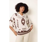 Blue Vanilla Ecru Linen Geometric Print Top Ecru S/M