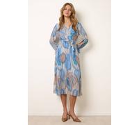 Blue Vanilla Crossover Pleated Dress - L - Blue