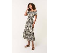 Blue Vanilla Women's Black Gold Beaded Bardot Midi Dress | Size: Large/XL Blue Vanilla Black L/XL
