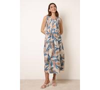 Blue Vanilla Women's Blue Dress With Tropical Leaf Print Blue Vanilla Blue One Size