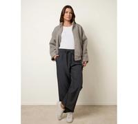 Blue Vanilla Women's Grey Elasticated Waist Pinstripe Trousers | Size: Large Blue Vanilla Grey L