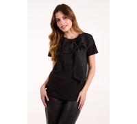 Blue Vanilla Women's Embellished Bow Applique T-shirt in Black | Size: Medium