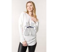 Blue Vanilla Embellished Cat Jumper In Ivory Ivory S/M