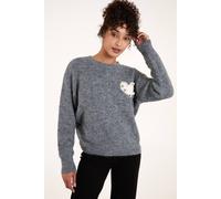 Blue Vanilla Women's Embellished Heart Knit Jumper in Dark Grey | Size: Medium/Large Blue Vanilla Dark Grey M/L