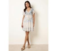 Blue Vanilla Embellished Metallic Mini Dress - L-XL - Blue
