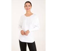Blue Vanilla Women's Embellished Pearl Knitted Jumper in Ivory | Size: Medium/Large Blue Vanilla Ivory M/L