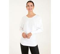 Blue Vanilla Women's Embellished Pearl Knitted Jumper in Ivory | Size: Medium/Large Blue Vanilla Ivory M/L