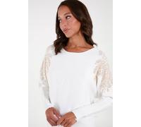 Blue Vanilla Embellished Shoulder Jumper In Ivory Ivory