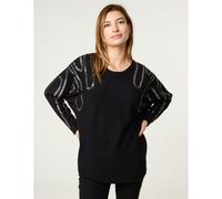 Blue Vanilla Women's Black Embellished Shoulder Jumper | Size: S/M Blue Vanilla Black S/M