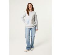 Blue Vanilla Grey Embroidered Love Design Jumper Grey S/M