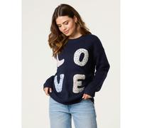 Blue Vanilla Navy Embroidered Love Design Jumper Navy S/M