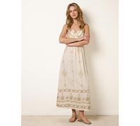 Blue Vanilla Embroidered Maxi Dress With Adjustable Straps - S-M - Ivory