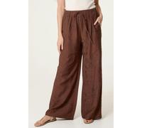 Blue Vanilla Embroidered Pattern Wide-Leg Trousers - L - Brown