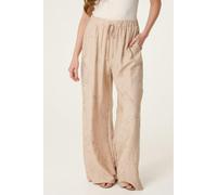 Blue Vanilla Embroidered Pattern Wide-Leg Trousers - XL - Stone