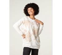 Blue Vanilla Embroidered Round Neck Jumper - One Size - White