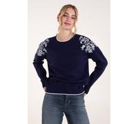 Blue Vanilla Women's Embroidered Shoulder Jumper in Navy | Size: Medium/Large Blue Vanilla Navy M/L