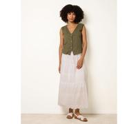 Blue Vanilla Embroidered Tiered Maxi Skirt - White - S-M