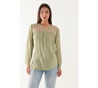 Blue Vanilla Embroidered Top In Light Khaki Light Khaki S