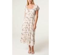 Blue Vanilla Embroidery Milkmaid Midi Dress - M - Stone