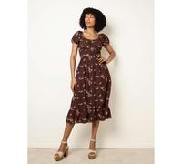 Blue Vanilla Embroidery Milkmaid Midi Dress - S - Brown